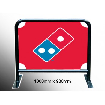 1m x 0.93m - Black Round Tube Cafe Wind Barrier with Print